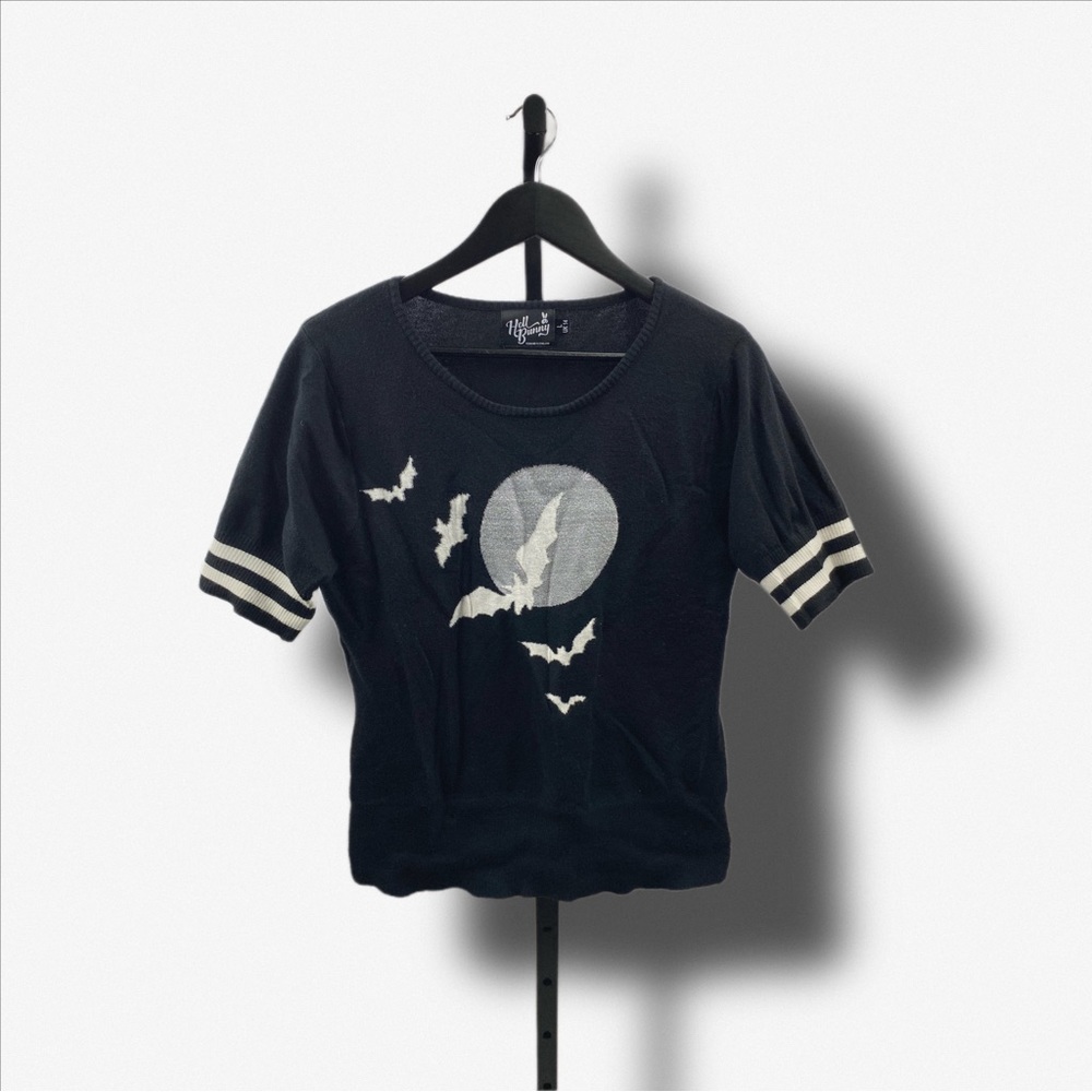 Hell Bunny Midnight Black Sweater with Moon and Bats